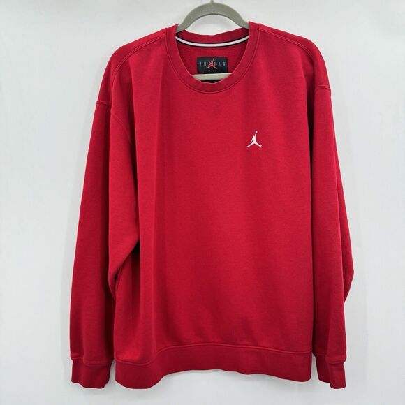 Jordan Brooklyn Fleece Sweatshirt Men's Size XL Red Crew Neck Cotton Soft